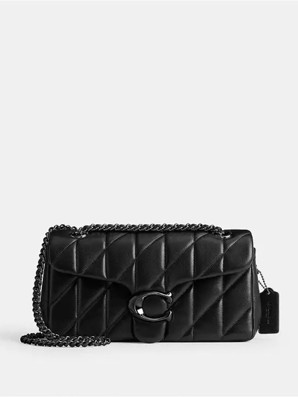 Coach Black Quilted Leather Shoulder Bag with Chain Strap